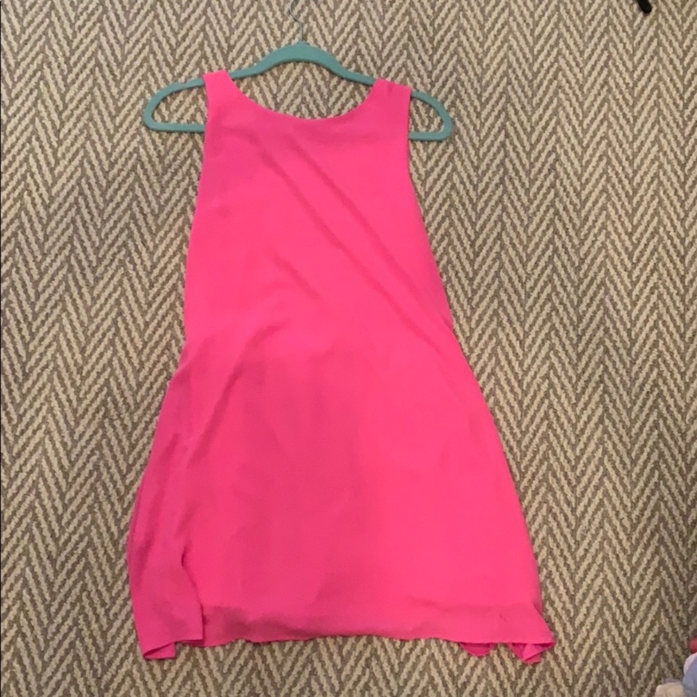 Cute pink backless dress.